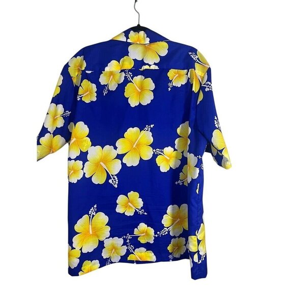 Hilo Hatties Hawaiian Shirt Men 2X Blue Floral Aloha Resort Retro Tropical 80s - Picture 9 of 11